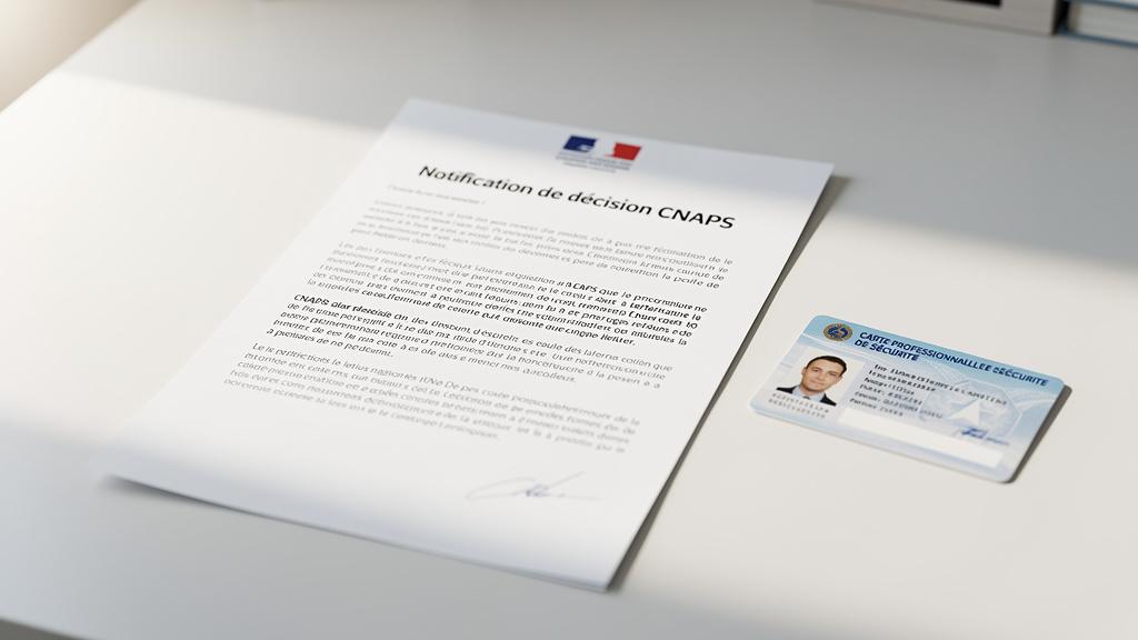 Courrier de notification CNAPS et carte professionnelle de sécurité