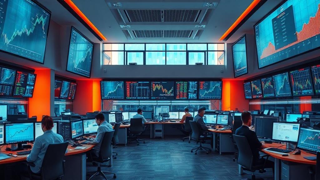 Salle de trading professionnelle animée