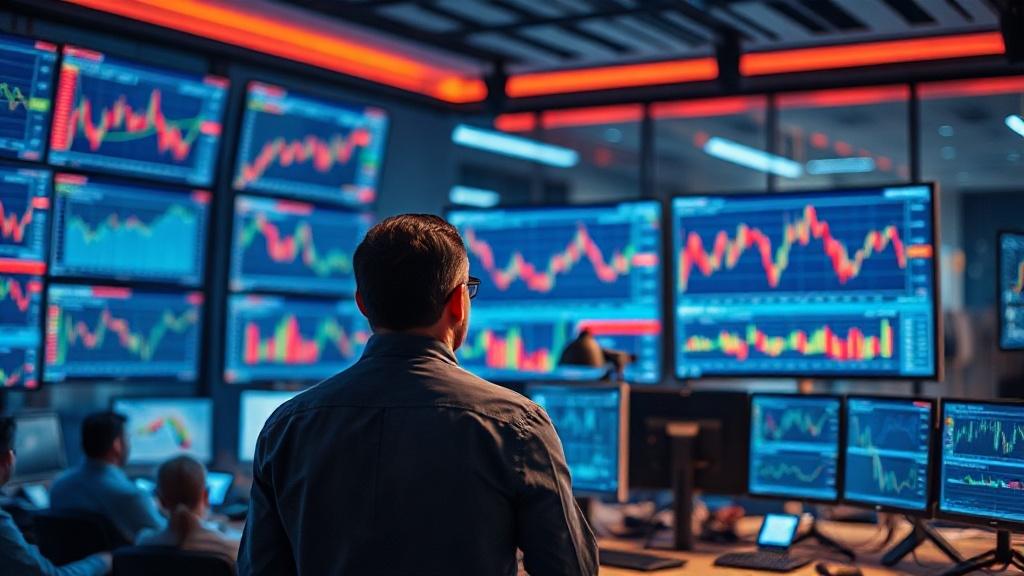 Trader devant des écrans d'analyse boursière