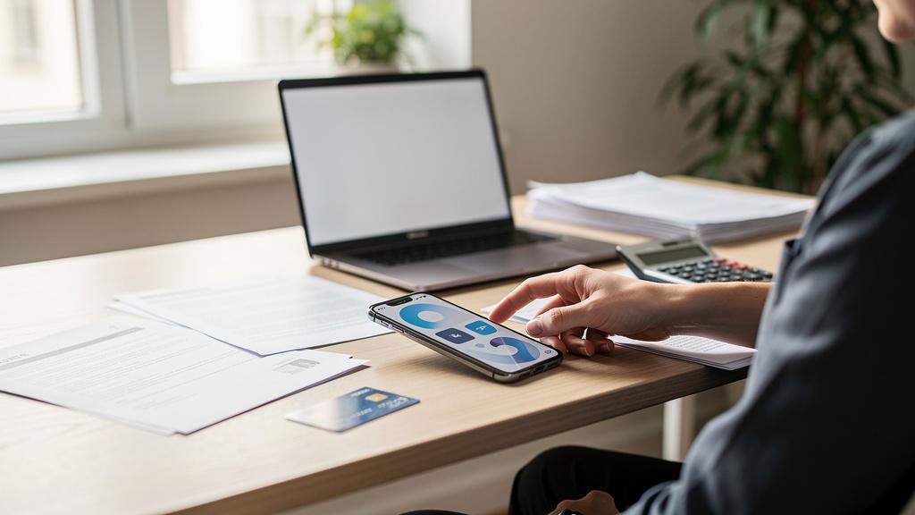 Une personne gérant son livret d'épargne depuis un smartphone à domicile