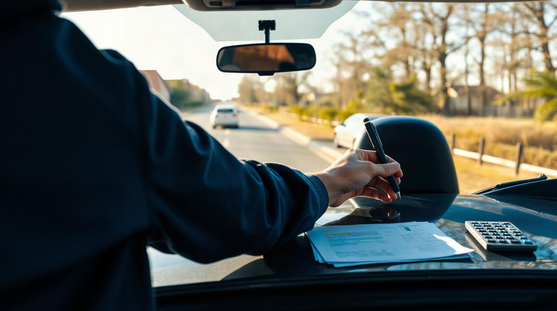 Conducteur remplissant un constat amiable après un accrochage