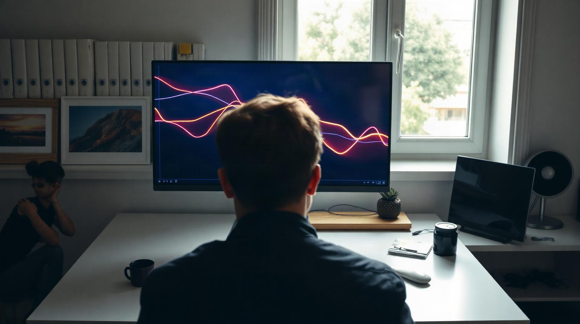 Moniteur affichant plusieurs lignes techniques croisées