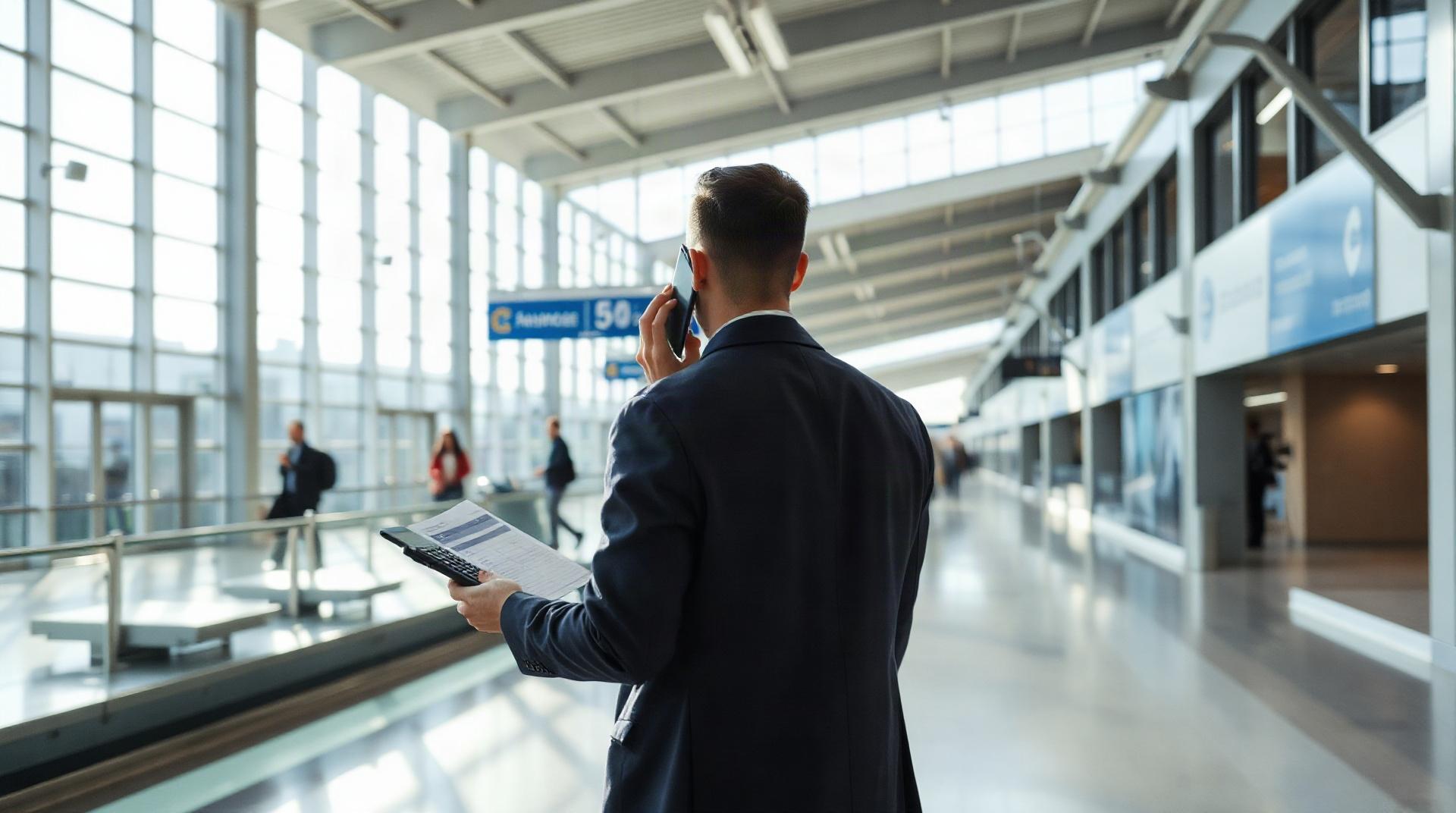 Voyageur au service client aéroport